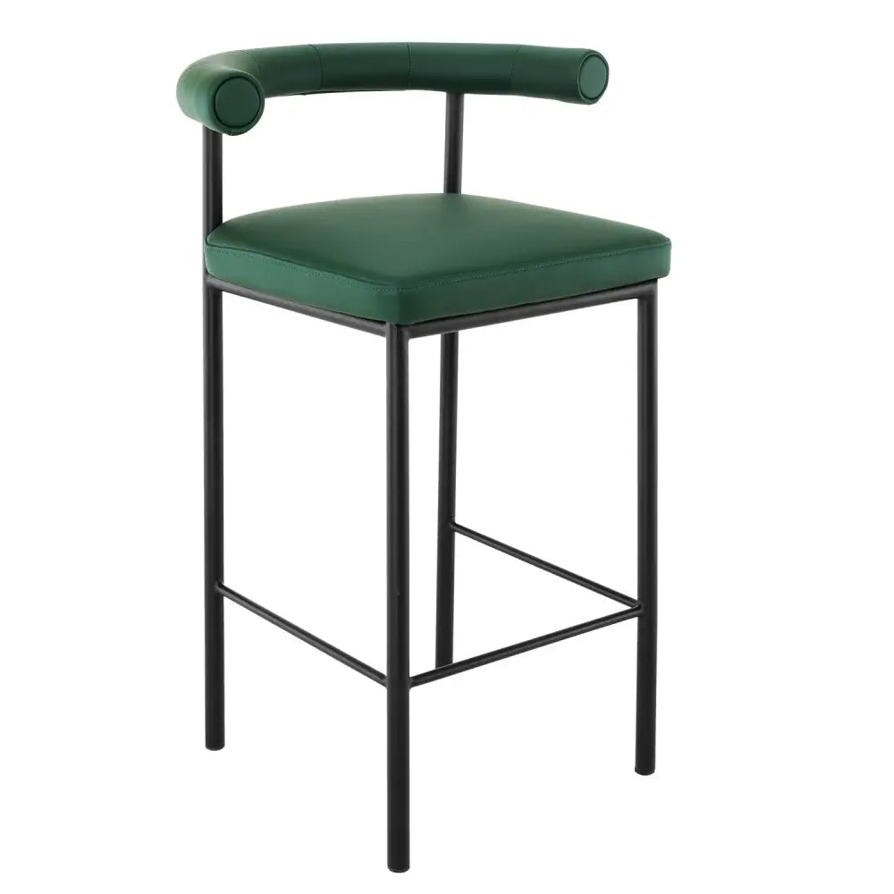 Sarantino Cedric Bar Stool W/ High-density Foam Upholstered In Pu Leather Sturdy Iron Frame Green - Furniture > Bar