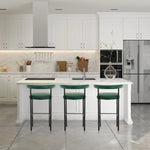 Sarantino Cedric Bar Stool W/ High-density Foam Upholstered In Pu Leather Sturdy Iron Frame Green - Furniture > Bar