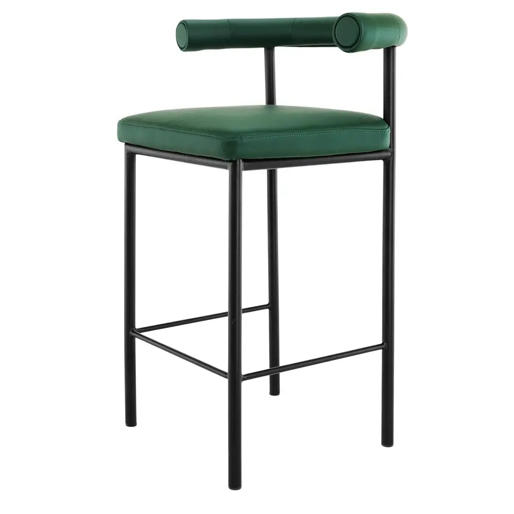 Sarantino Cedric Bar Stool W/ High-density Foam Upholstered In Pu Leather Sturdy Iron Frame Green - Furniture > Bar