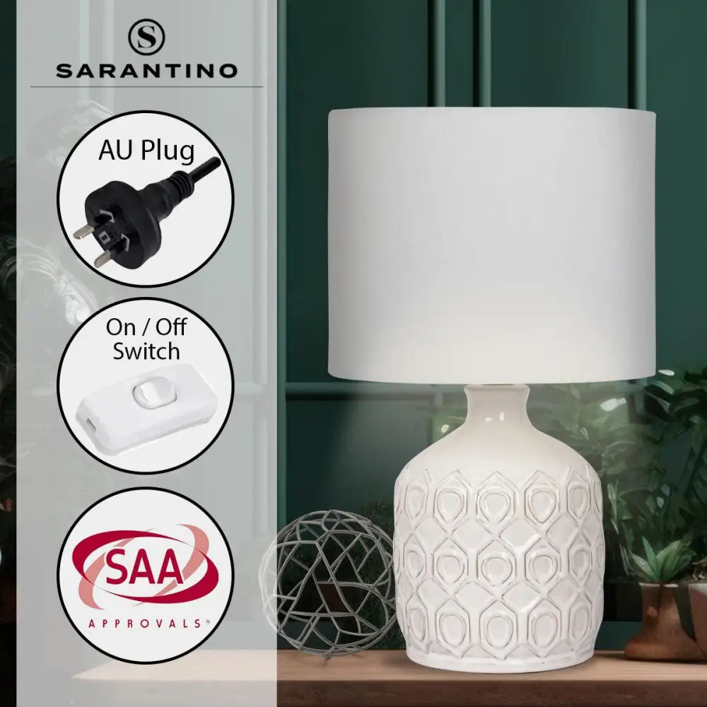 Sarantino Ceramic Table Lamp In Cream - Home & Garden > Lighting