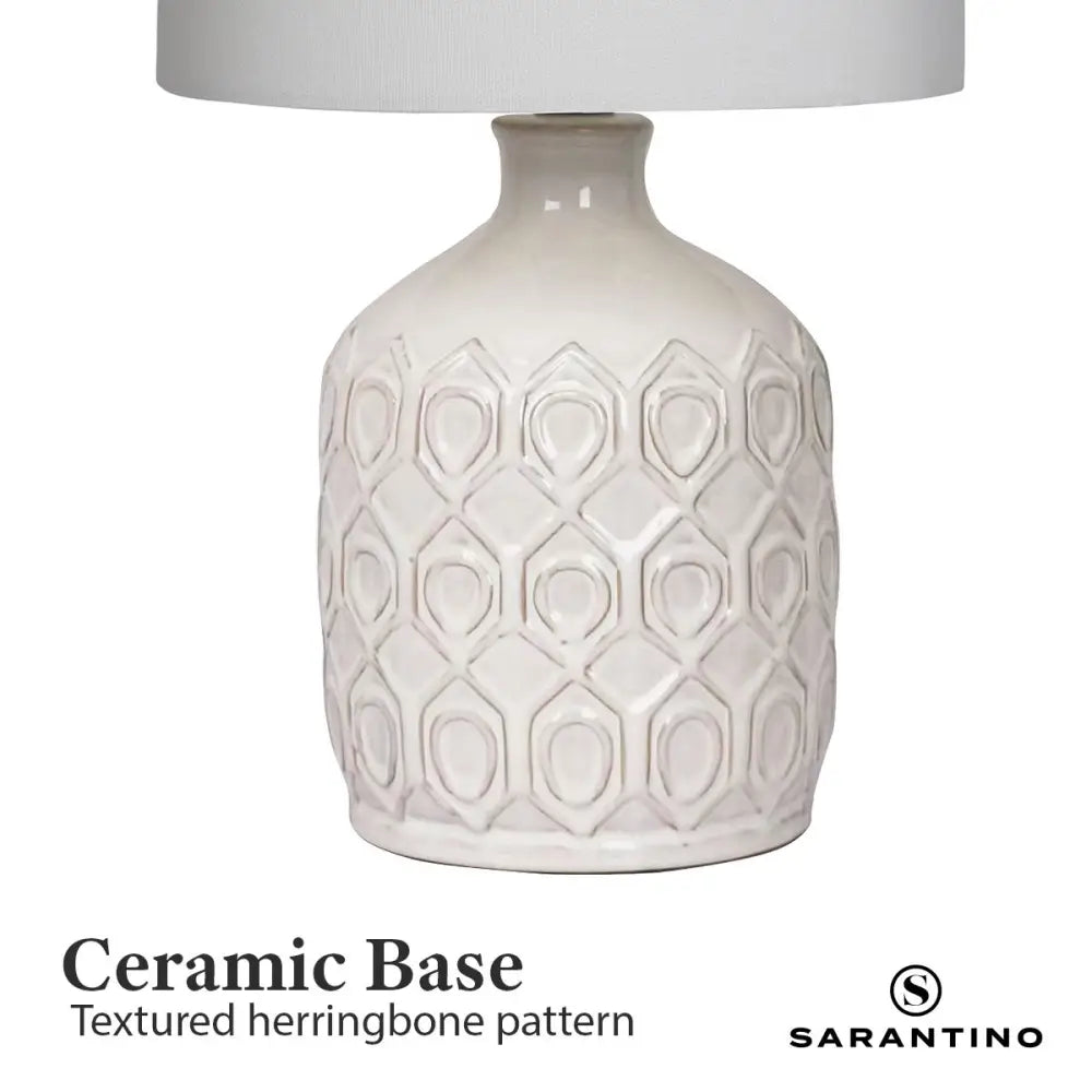 Sarantino Ceramic Table Lamp In Cream - Home & Garden > Lighting