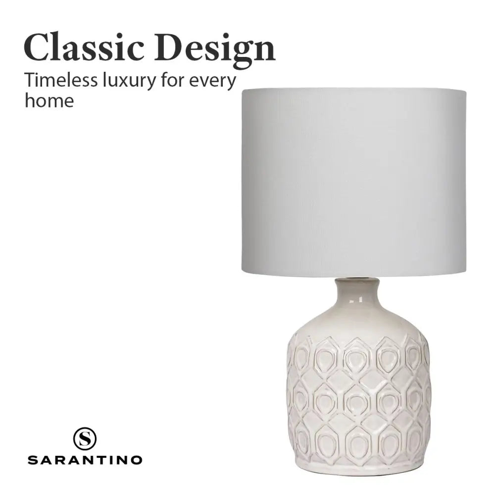 Sarantino Ceramic Table Lamp In Cream - Home & Garden > Lighting