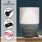 Sarantino Ceramic Table Lamp With Striped Pattern In Antique Black - Home & Garden > Garden Lights