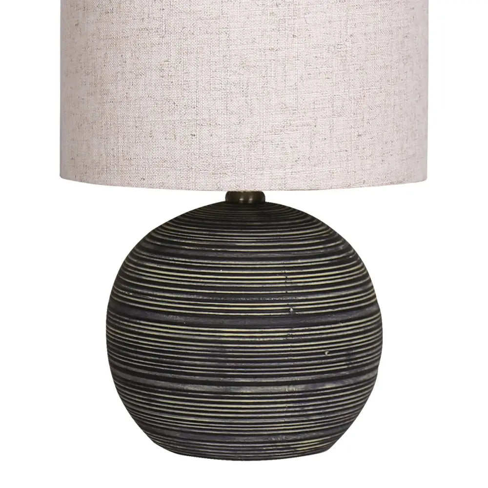 Sarantino Ceramic Table Lamp With Striped Pattern In Antique Black - Home & Garden > Garden Lights