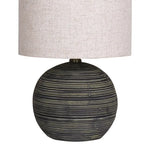 Sarantino Ceramic Table Lamp With Striped Pattern In Antique Black - Home & Garden > Garden Lights