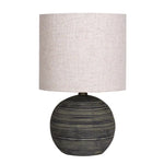 Sarantino Ceramic Table Lamp With Striped Pattern In Antique Black - Home & Garden > Garden Lights