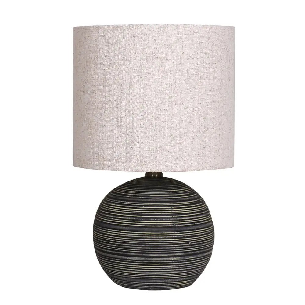 Sarantino Ceramic Table Lamp With Striped Pattern In Antique Black - Home & Garden > Garden Lights