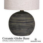 Sarantino Ceramic Table Lamp With Striped Pattern In Antique Black - Home & Garden > Garden Lights