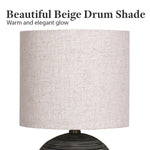 Sarantino Ceramic Table Lamp With Striped Pattern In Antique Black - Home & Garden > Garden Lights
