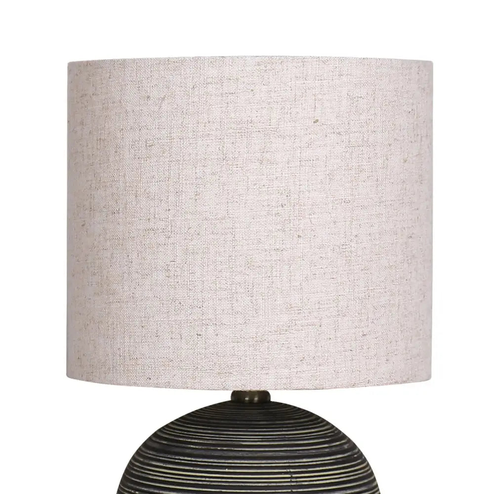 Sarantino Ceramic Table Lamp With Striped Pattern In Antique Black - Home & Garden > Garden Lights