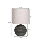 Sarantino Ceramic Table Lamp With Striped Pattern In Antique Black - Home & Garden > Garden Lights