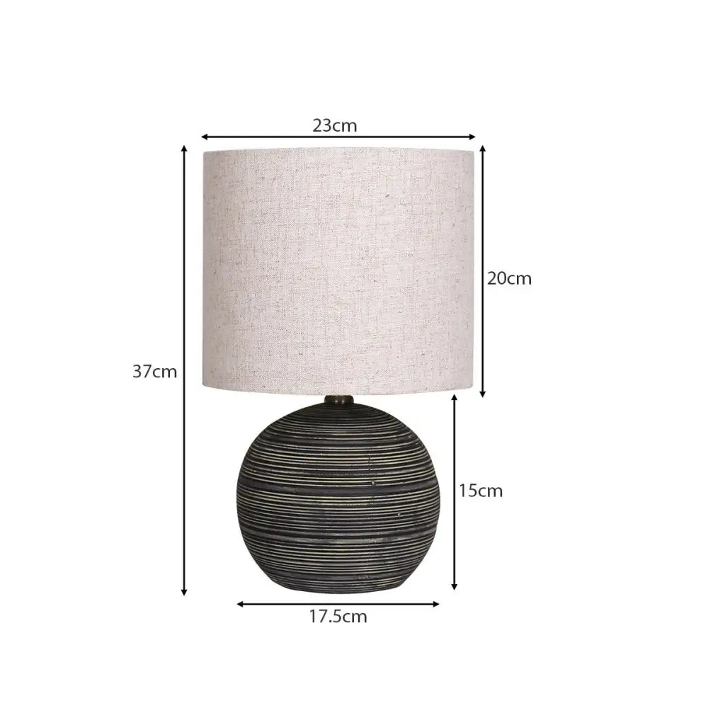 Sarantino Ceramic Table Lamp With Striped Pattern In Antique Black - Home & Garden > Garden Lights