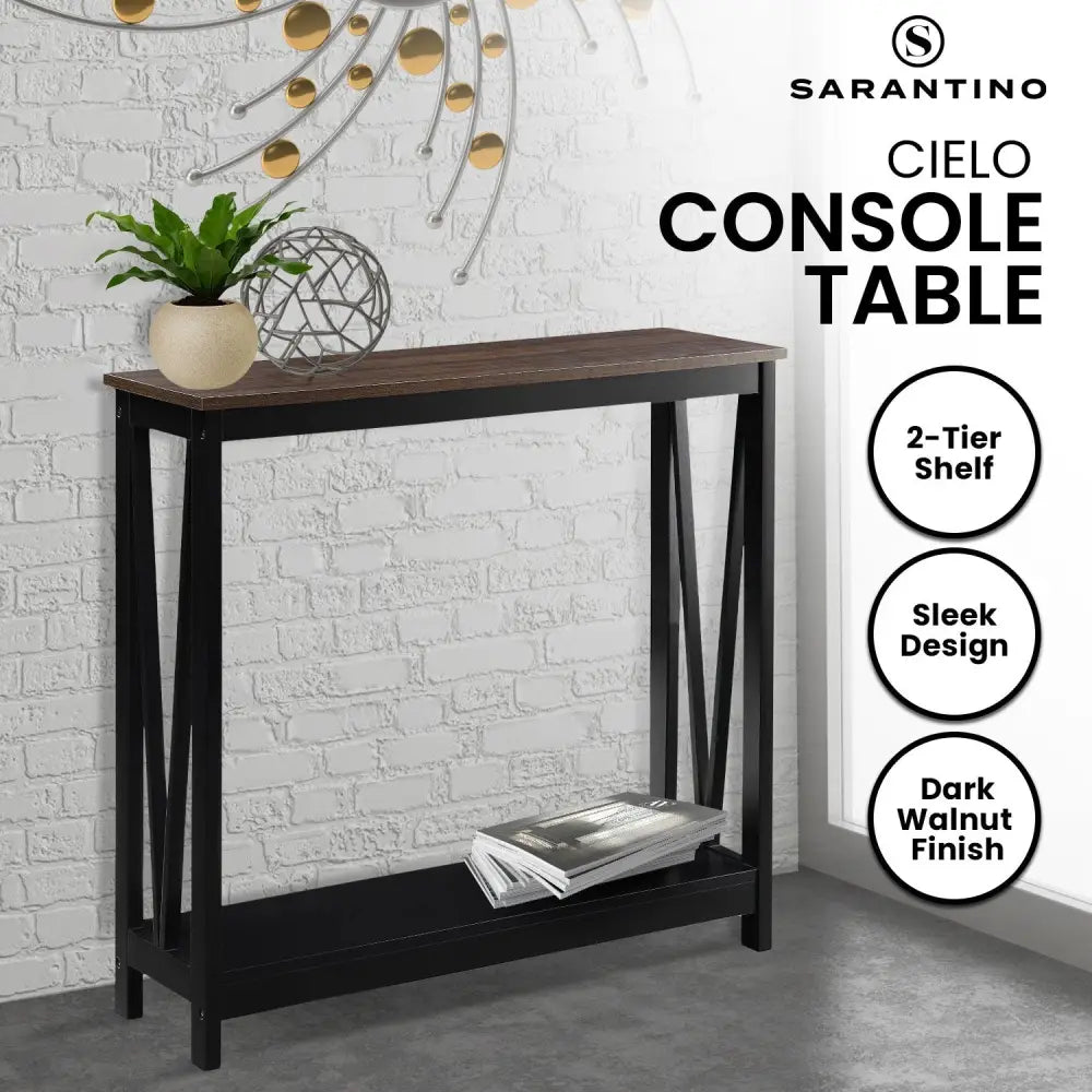 Sarantino Cielo 2-Tier Console Table Dark Walnut - Furniture > Living Room > Side Tables