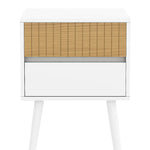 Sarantino Clio Bedside Table Night Stand - White/natural - Furniture > Bedroom