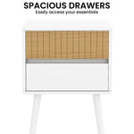 Sarantino Clio Bedside Table Night Stand - White/natural - Furniture > Bedroom