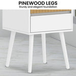 Sarantino Clio Bedside Table Night Stand - White/natural - Furniture > Bedroom