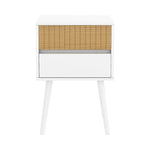 Sarantino Clio Bedside Table Night Stand - White/natural - Furniture > Bedroom