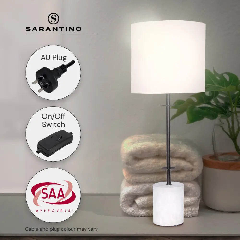 Sarantino Concrete & Metal Table Lamp with Off-White Linen Shade - Home & Garden > Lighting