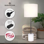 Sarantino Concrete & Metal Table Lamp with Off-White Linen Shade - Home & Garden > Lighting