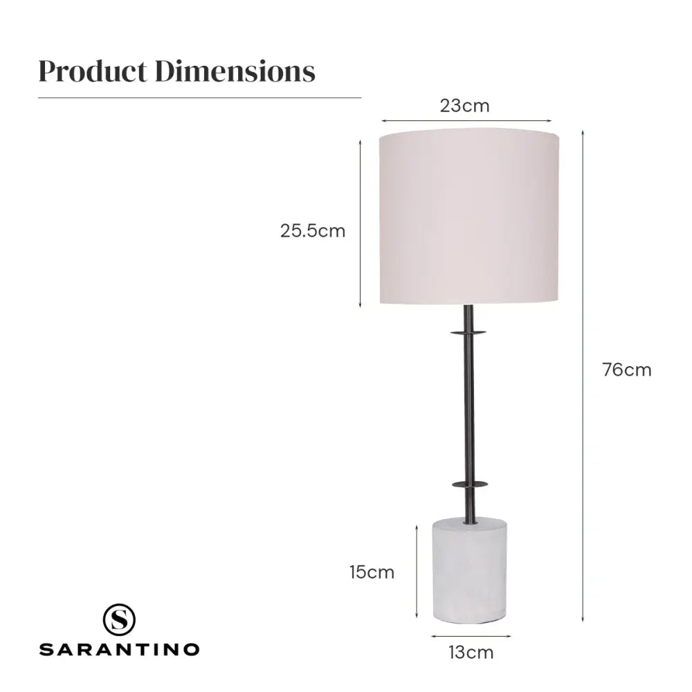 Sarantino Concrete & Metal Table Lamp with Off-White Linen Shade - Home & Garden > Lighting
