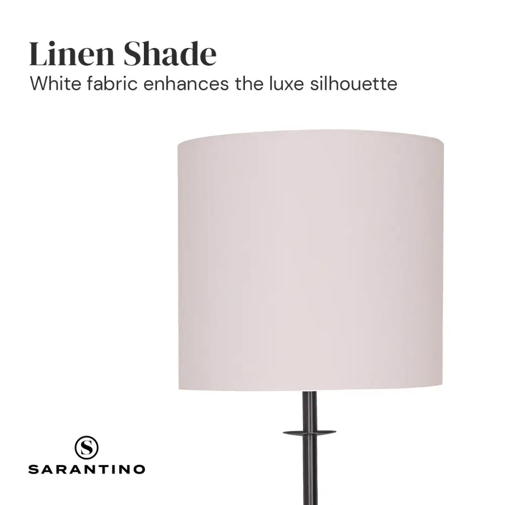 Sarantino Concrete & Metal Table Lamp with Off-White Linen Shade - Home & Garden > Lighting