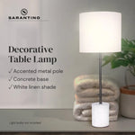 Sarantino Concrete & Metal Table Lamp with Off-White Linen Shade - Home & Garden > Lighting