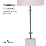 Sarantino Concrete & Metal Table Lamp with Off-White Linen Shade - Home & Garden > Lighting