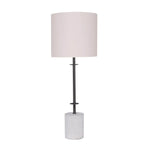 Sarantino Concrete & Metal Table Lamp with Off-White Linen Shade - Home & Garden > Lighting