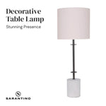 Sarantino Concrete & Metal Table Lamp with Off-White Linen Shade - Home & Garden > Lighting