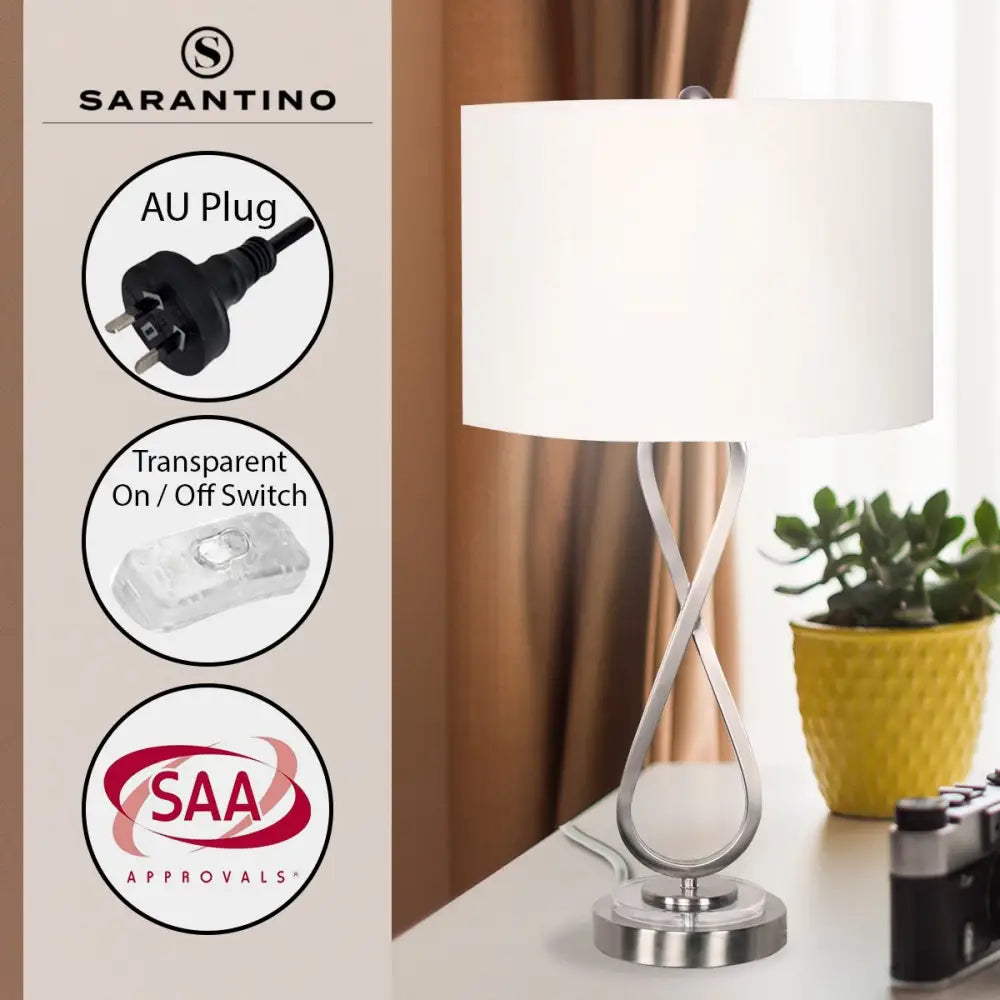 Sarantino Contemporary Table Lamp In Nickel Finish - Home & Garden > Lighting