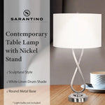 Sarantino Contemporary Table Lamp In Nickel Finish - Home & Garden > Lighting