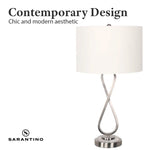 Sarantino Contemporary Table Lamp In Nickel Finish - Home & Garden > Lighting
