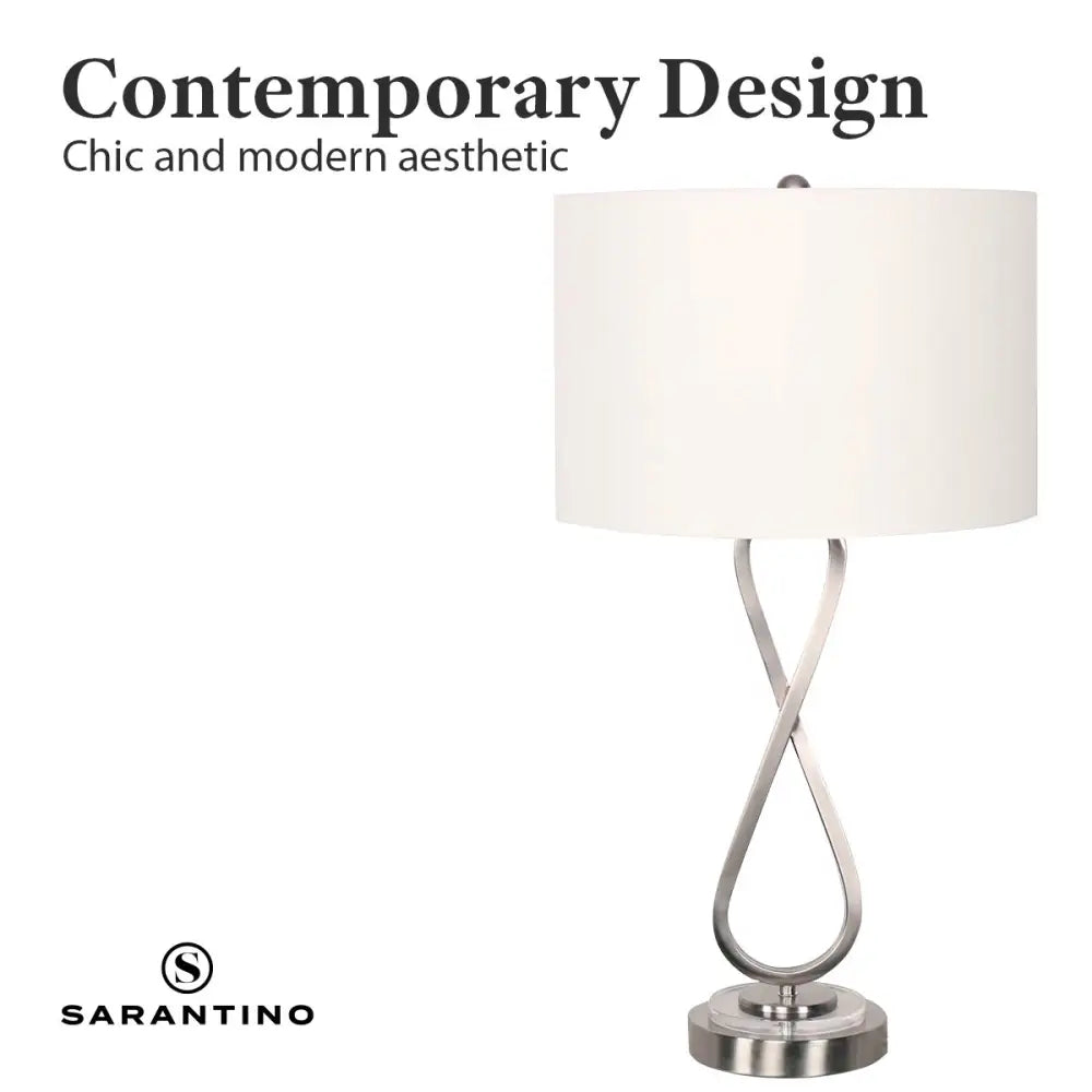 Sarantino Contemporary Table Lamp In Nickel Finish - Home & Garden > Lighting