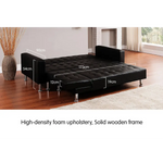 Sarantino Corner Faux Leather Sofa Bed Couch with Chaise - Black - Furniture > Sofas