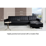 Sarantino Corner Faux Leather Sofa Bed Couch with Chaise - Black - Furniture > Sofas