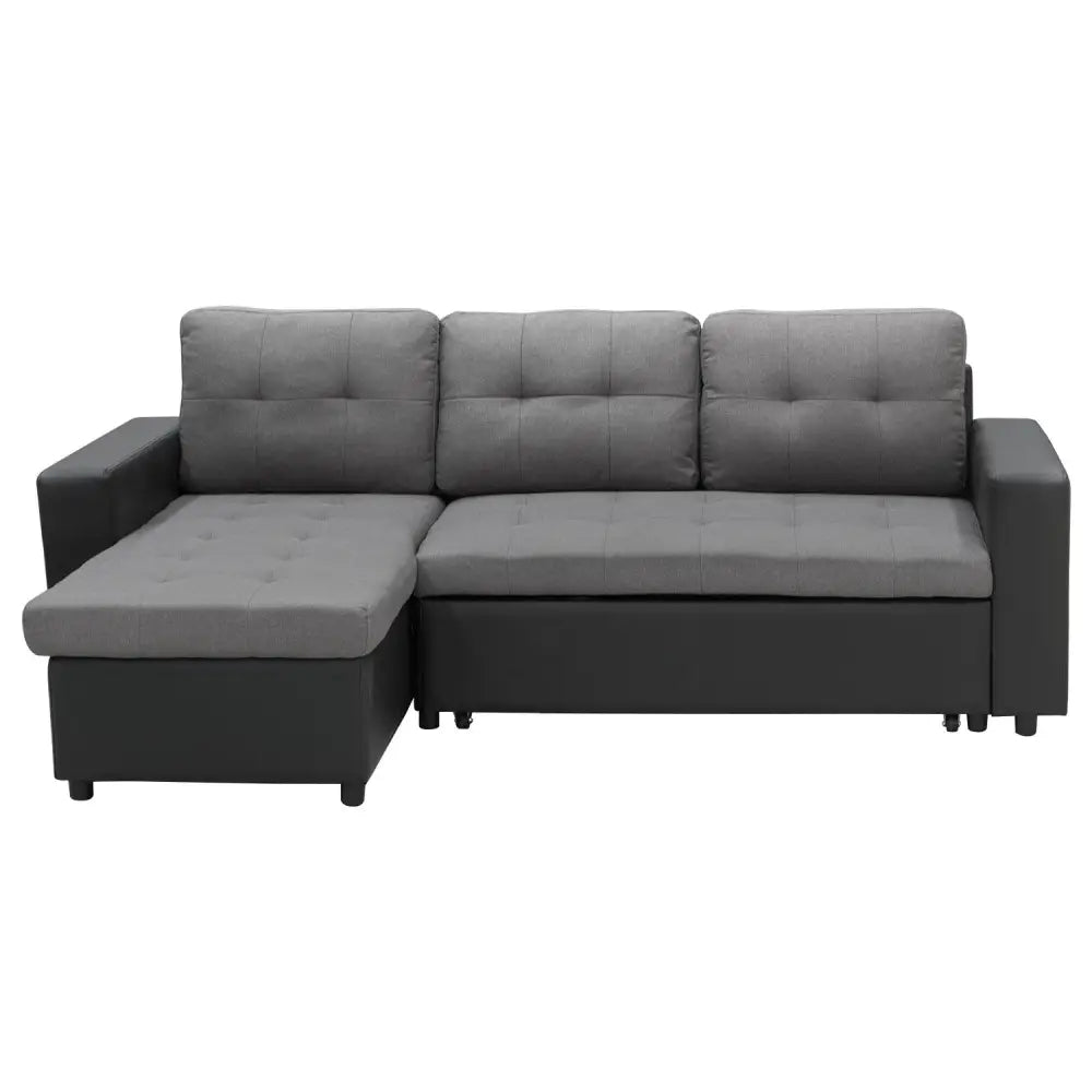 Sarantino Corner Sofa Linen Lounge Couch L-shaped Modular Furniture Home Chaise Grey - Furniture > Sofas