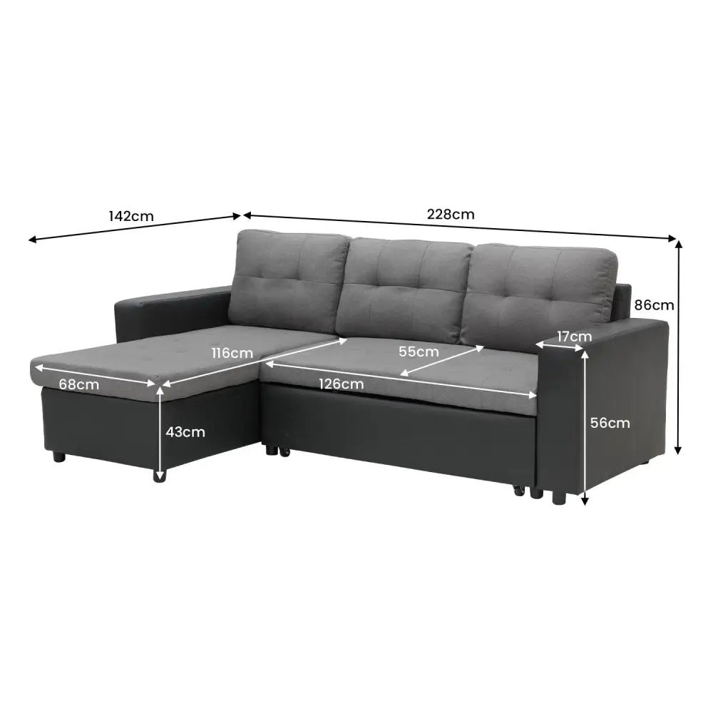 Sarantino Corner Sofa Linen Lounge Couch L-shaped Modular Furniture Home Chaise Grey - Furniture > Sofas