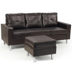 Sarantino Corner Sofa Lounge Couch Modular Furniture Chair Home Faux Leather Chaise Brown - Furniture > Sofas