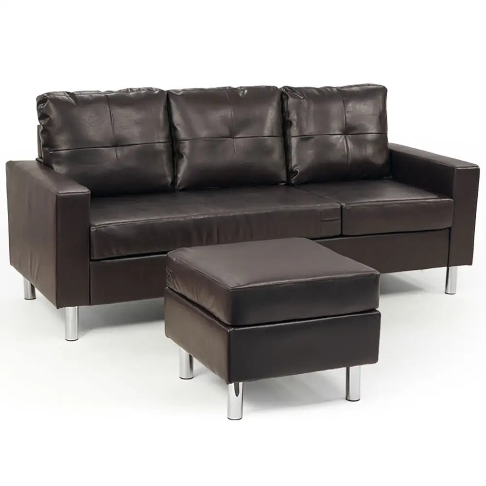 Sarantino Corner Sofa Lounge Couch Modular Furniture Chair Home Faux Leather Chaise Brown - Furniture > Sofas