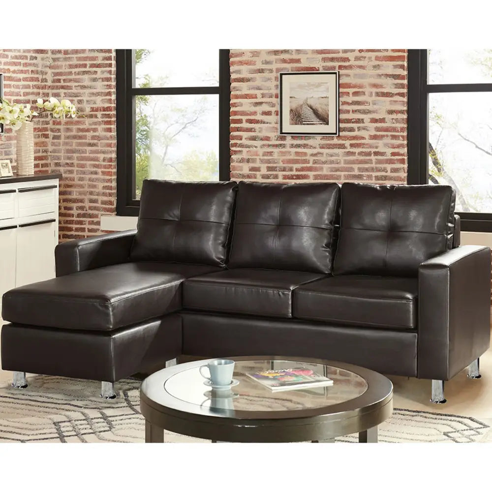 Sarantino Corner Sofa Lounge Couch Modular Furniture Chair Home Faux Leather Chaise Brown - Furniture > Sofas