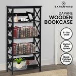 Sarantino Daphne 5-tier Cross Panel Bookshelf - Furniture > Living Room > Bookcases & Shelves