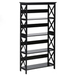 Sarantino Daphne 5-tier Cross Panel Bookshelf - Furniture > Living Room > Bookcases & Shelves