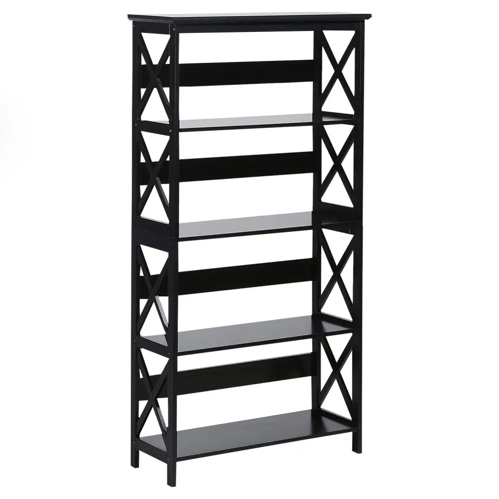 Sarantino Daphne 5-tier Cross Panel Bookshelf - Furniture > Living Room > Bookcases & Shelves