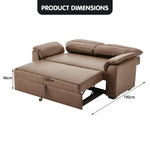 Sarantino Distressed Fabric Sofa Bed Couch Lounge - Brown - Furniture > Sofas