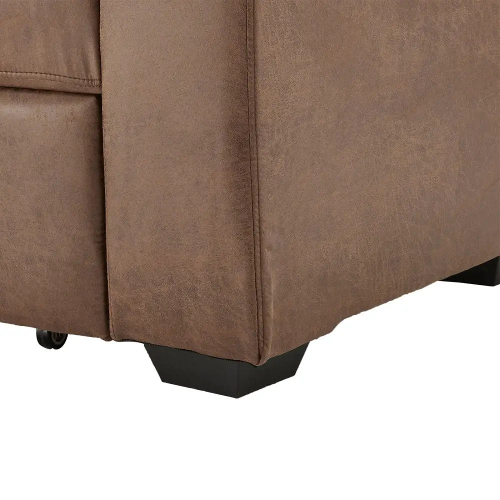 Sarantino Distressed Fabric Sofa Bed Couch Lounge - Brown - Furniture > Sofas