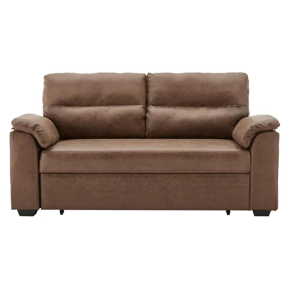 Sarantino Distressed Fabric Sofa Bed Couch Lounge - Brown - Furniture > Sofas