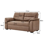 Sarantino Distressed Fabric Sofa Bed Couch Lounge - Brown - Furniture > Sofas