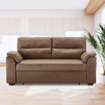 Sarantino Distressed Fabric Sofa Bed Couch Lounge - Brown - Furniture > Sofas