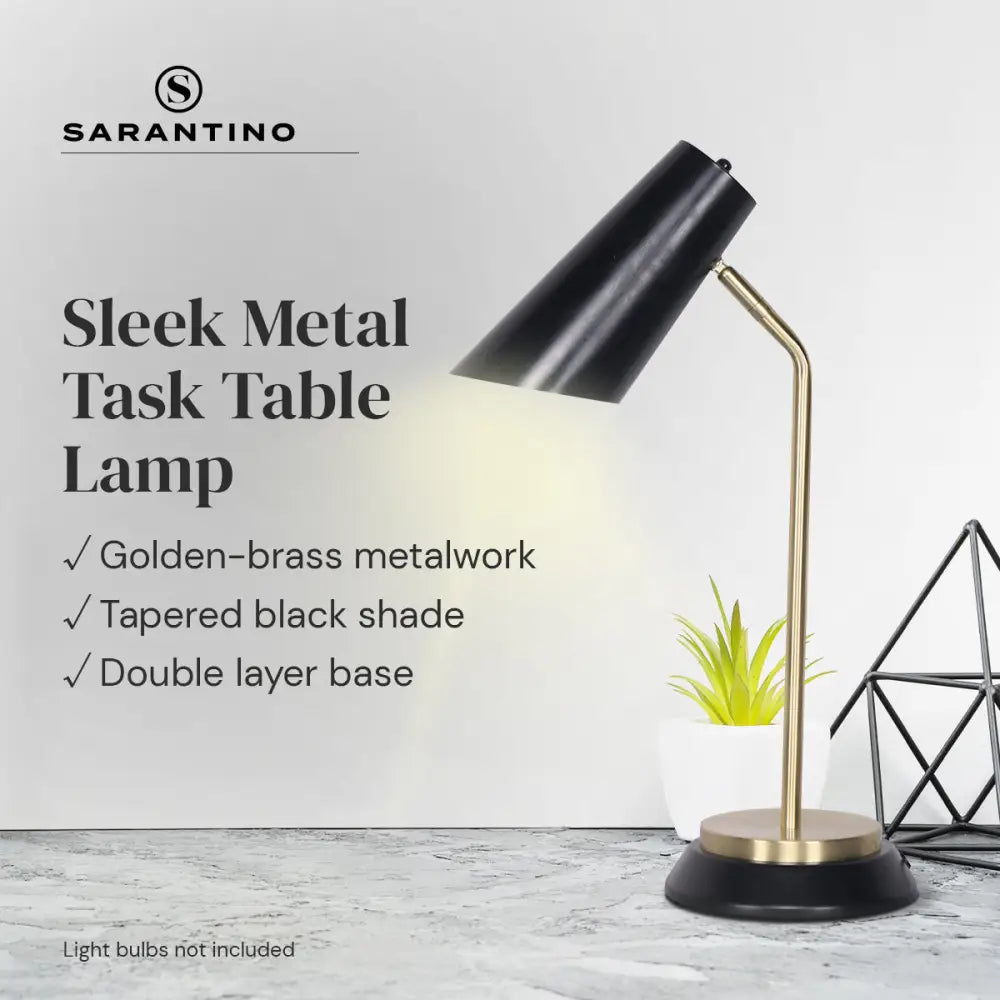 Sarantino Electric Reading Light Table Lamp Brass Finish - Black - Home & Garden > Lighting