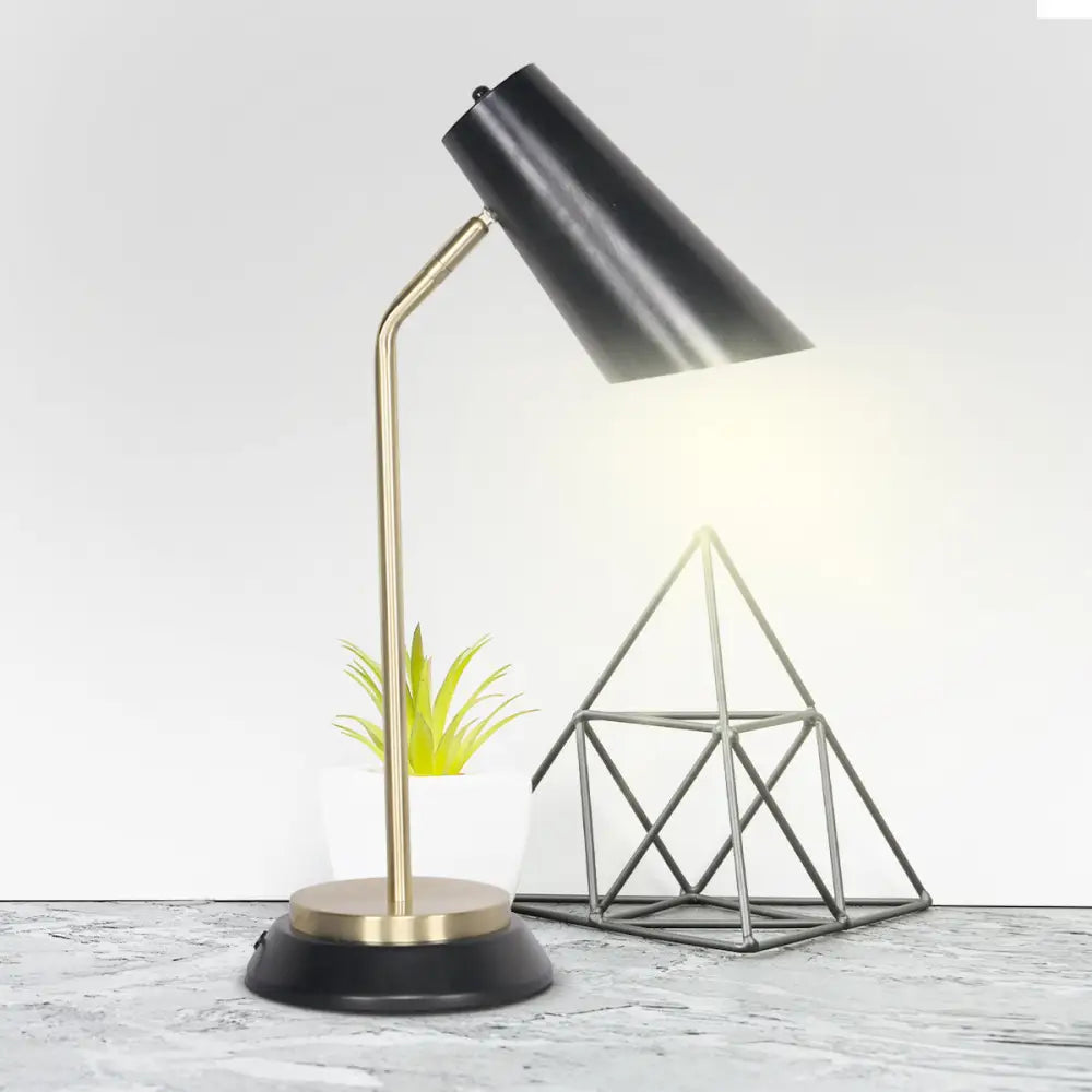 Sarantino Electric Reading Light Table Lamp Brass Finish - Black - Home & Garden > Lighting